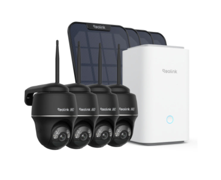 Reolink - Home Hub with 4x Argus PT Ultra (Black)+ Solar Panel (Black)