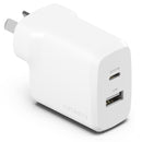 Cygnett - PowerPlus 32W Dual Port (20W USB-C + 12W USB-A) PD Fast Wall Charger - White