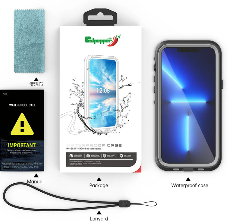 Red Pepper -  Waterproof Protective Case - Black - Samsung A14 5G