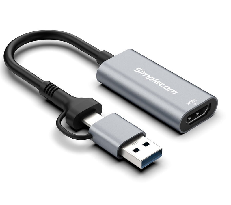 Simplecom DA306C USB 3.0 and USB-C to HDMI Video Card Adapter Full HD