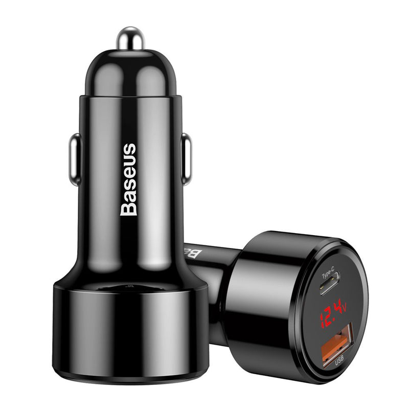 Baseus - USB A + USB C - Magic Series PPS Digital Display Intelligent Quick Car Charger 45W (Black)