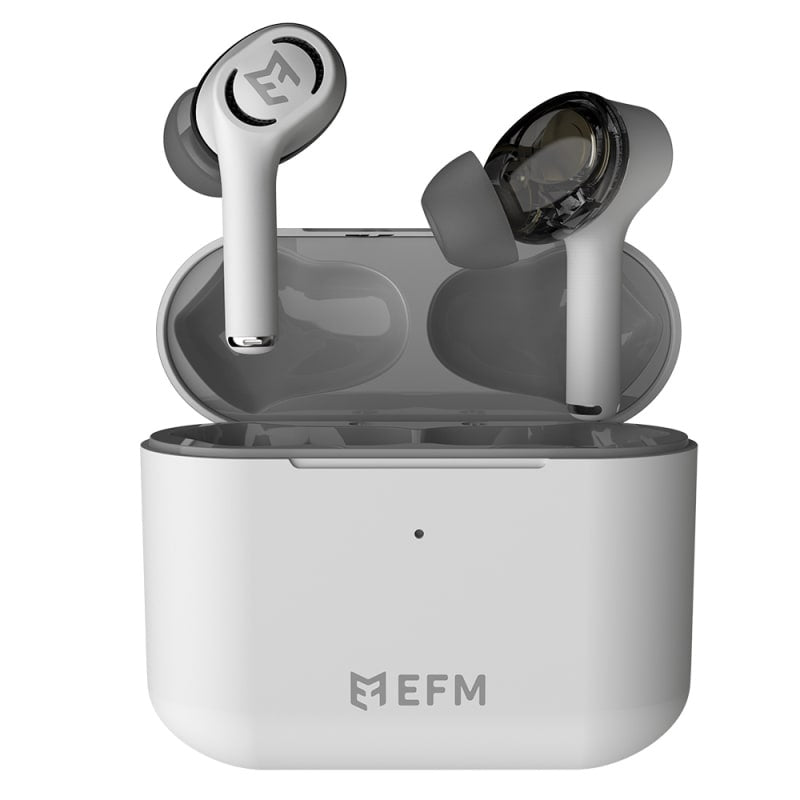 EFM - TWS Atlanta Earphones /  Dual Drivers and Wireless Charging - White