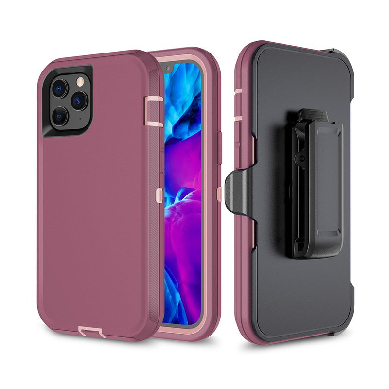 Adventurer - Robot Armor Hard Case - With Belt - Purple - iPhone 12 / 12 Pro