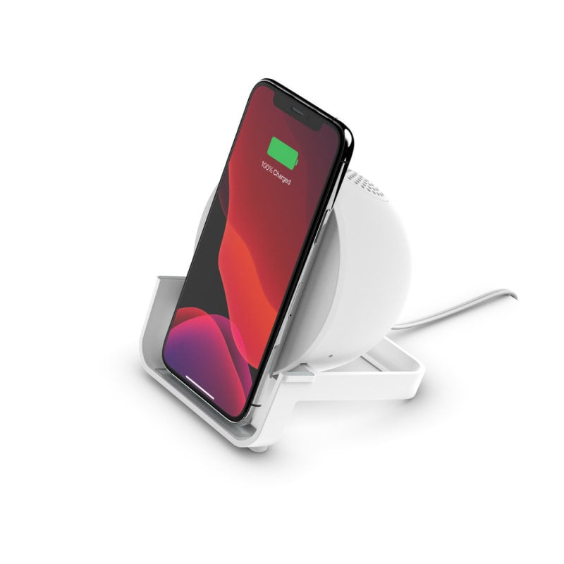 Belkin - BoostCharge 10W Wireless Charging Stand and Speaker - White