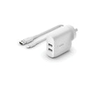 Belkin - BOOSTCHARGE Dual USB-A Wall Charger 24W + Lightning to USB-A Cable