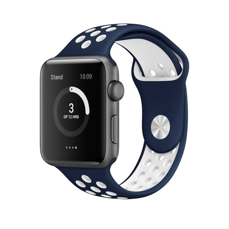 Midnight Blue / White - Apple Watch Sports Band Strap - 42/44/45/49mm