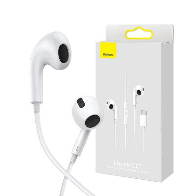 Baseus - Wired Earphones Encok C17 with Type-C Plug - White