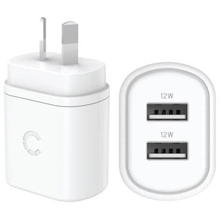 Cygnett PowerPlus - 12W Dual USB-A Wall Charger - White
