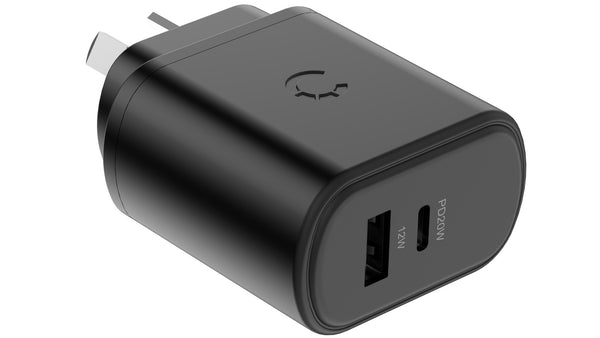 Cygnett PowerPlus - 32W USB-C / USB-A Dual Wall Charger - Black