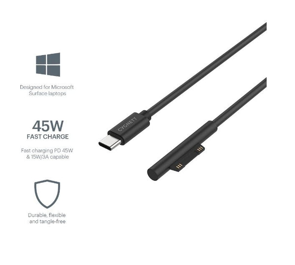 Cygnett - USB-C To Microsoft Surface Laptop Cable (1M) - Black