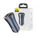 Baseus - Golden Contactor Pro Dual Fast Charger Car Charger USB-A+A 40W - Dark Gray