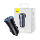 Baseus - Golden Contactor Pro Dual Fast Charger Car Charger USB-C+C 40W -Dark Gray