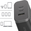 Otterbox - 72W Triple Port Premium Pro Fast Charge Wall Adaptor - USB-C / USB-A - Black