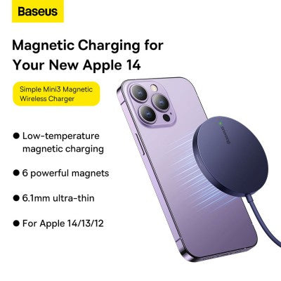 Baseus - Simple Mini3 USB-C Magnetic Wireless Charger (Purple)