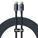 Baseus - Crystal Shine Series Fast Charging Data Cable Type-C to Type-C 100W 2m-Black Compatible for iPhone 15 16 Series