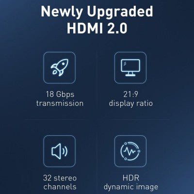 Baseus HDMI 2.0 cable 4K 60 Hz 3D HDR 18 Gbps CAKGQ-E01 8M-Black