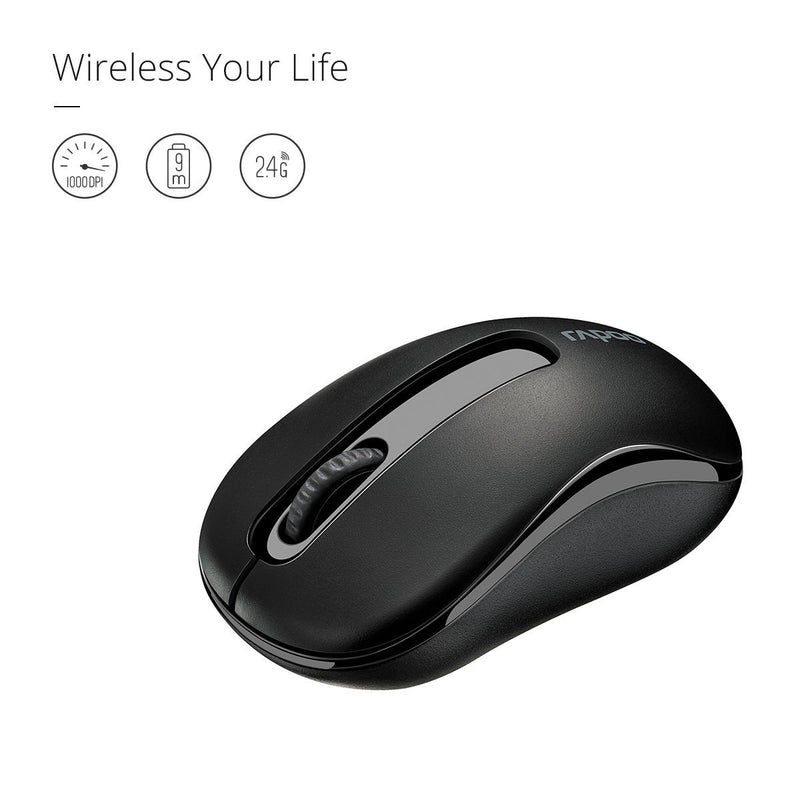 RAPOO M10 PLUS 2.4GHz Wireless Optical Mouse Black - 1000dpi 3Keys