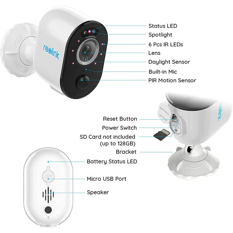 Reolink - Argus 3 Pro - Smart 2K 4MP Wire-Free Camera with Motion Spotlight Security Camera