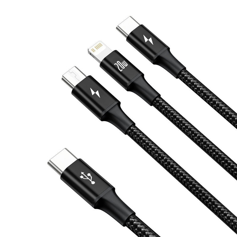 Baseus - Rapid Series 3-in-1 Fast Charging Data Cable Type-C to C+L+C PD 20W 1.5M