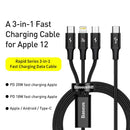Baseus - Rapid Series 3-in-1 Fast Charging Data Cable Type-C to C+L+C PD 20W 1.5M