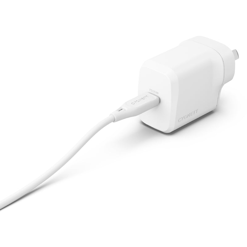 Cygnett PowerPlus 20W USB-C PD Fast Wall Charger - White