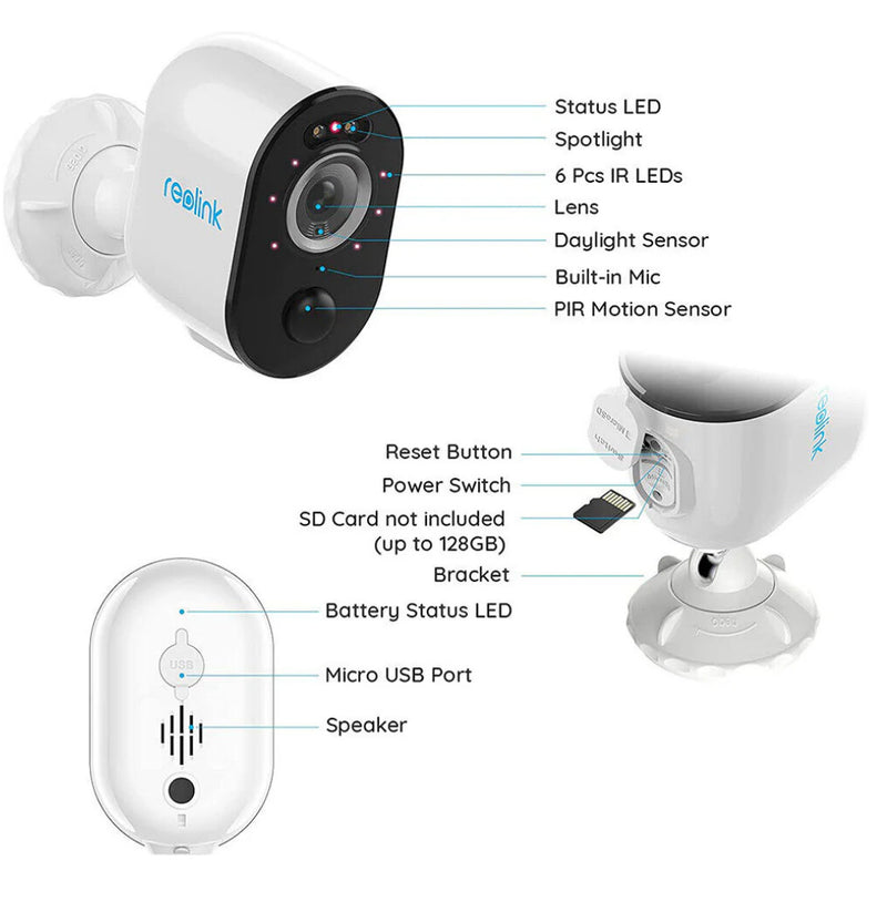 Reolink - Argus 3 Pro - Smart 2K 4MP Wire-Free Camera with Motion Spotlight Security Camera (Twin Pack)