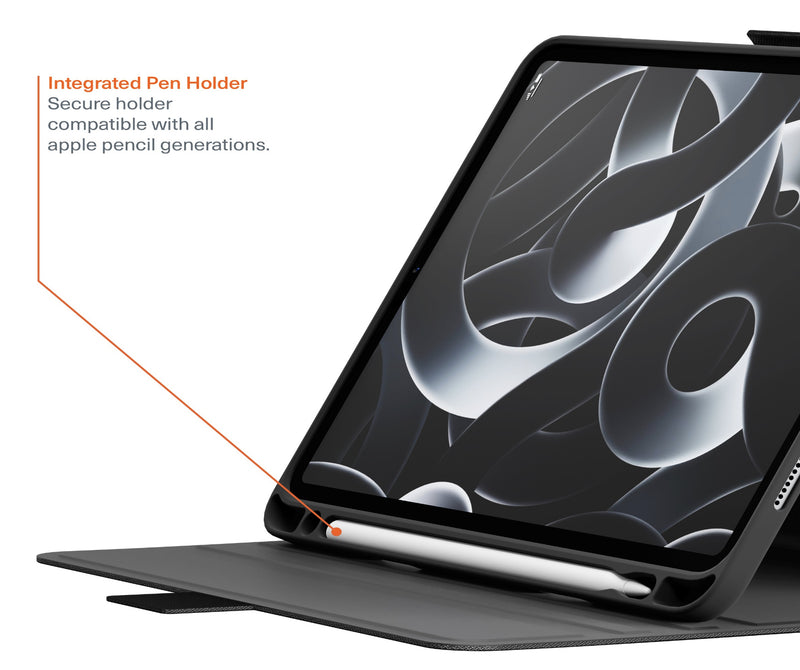 Cygnett - TekView Slimline Apple iPad AIr 13" /  Pro 12.9" (2021/2020/2018) Case with Apple Pencil Holder - Grey/Black