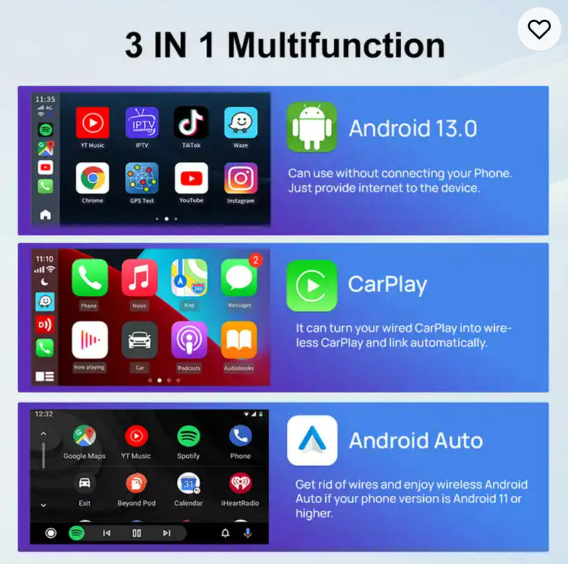 CarlinKit - CarPlay Ai Box Mini Wireless CarPlay Android Auto QCM6125 Android 13.0 CarPlay Streaming Box for IPTV Netflix 8GB RAM / 128GB MEM