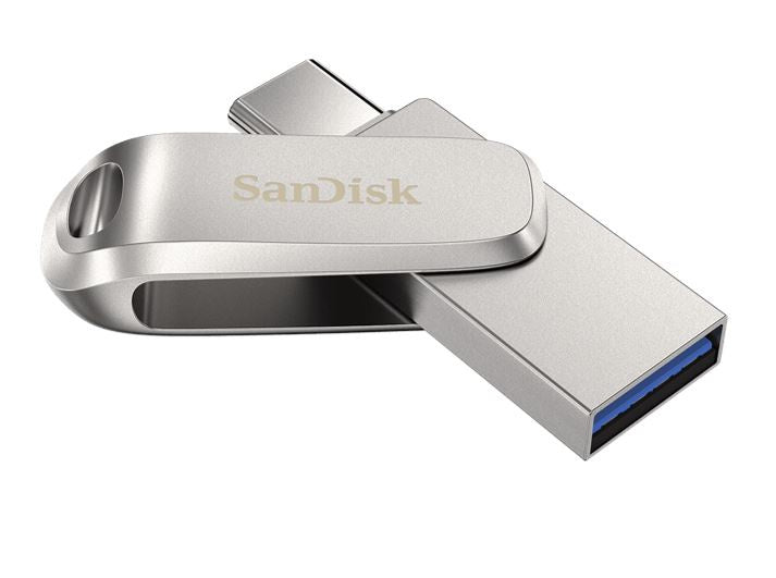 SanDisk 64GB Ultra Dual Drive Luxe USB-C & USB-A Flash Drive Memory Stick 150MB/s USB3.1 Type-C Swivel